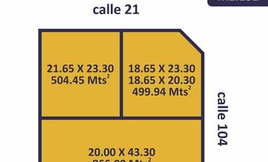 Terreno en  calle 21 esquina 104