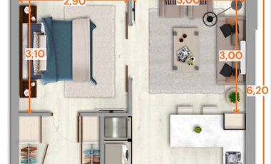 Departamento en arriendo c/ estacionamiento en Tabancura