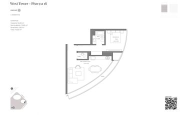 Alquiler  departamento 2 ambientes con balcón - Vicente López - INFINITY TOWERS