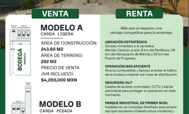 Venta/renta Bodega 529m2 Parque industrial carretera Merida-Cancun Yucatan