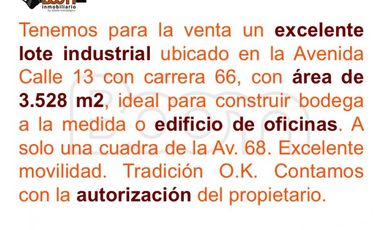 VENTA LOTE INDUSTRIAL PUENTE ARANDA