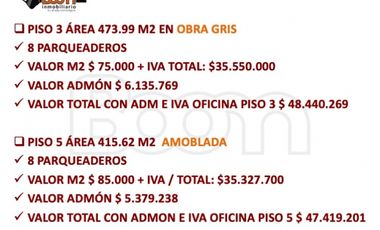 ARRIENDO DOS OFICINAS 474 Y 415 CLL 26 CEMSA