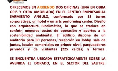 ARRIENDO DOS OFICINAS 474 Y 415 CLL 26 CEMSA