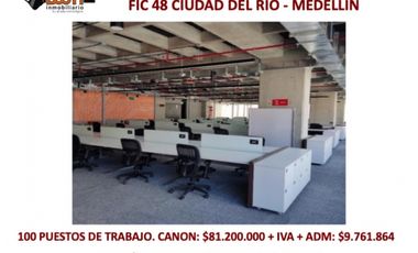 ARRIENDO OFICINA 812 M2 AMOBLADA EN FIC 48 MEDELLIN