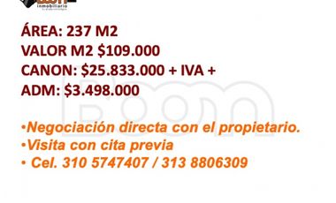 ARRIENDO LOCAL 237 M2 EN EDIFICIO GREEN OFFICE CHICÓ