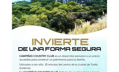 TERRENO CON EXCELENTE VISTA EN FRACC. CAMPIÑAS