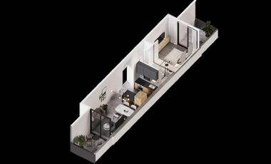 Departamento 2 ambientes con balcon al frente en Bernal centro