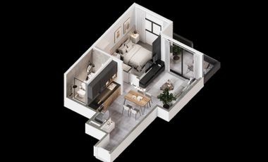 Departamento 2 ambientes con balcon al frente en Bernal centro