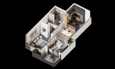 Departamento 2 ambientes con balcon al frente en Bernal centro