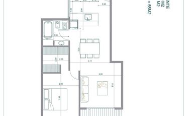 Departamento 2 ambientes con balcon al frente en Bernal centro