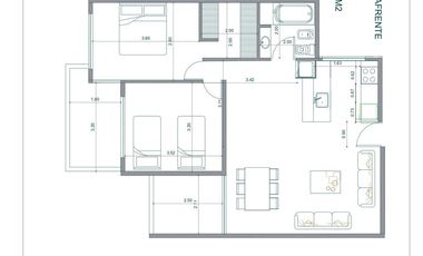 Departamento 2 ambientes con balcon al frente en Bernal centro