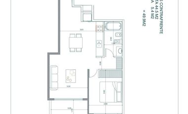 Departamento 2 ambientes con balcon al frente en Bernal centro