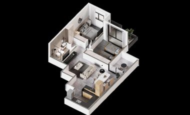 Departamento 2 ambientes con balcon al frente en Bernal centro