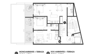 Departamento 2 amb en  pozo en Chacarita
