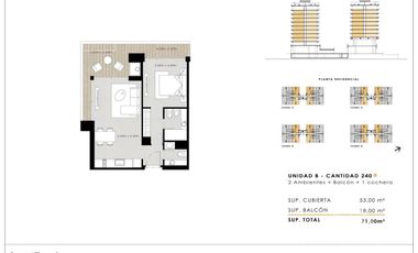 Departamento 2 ambientes con cochera en Belvedere Garden