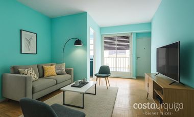 Departamento dos ambientes en Villa Martelli frente a la estación con parrilla en terraza común.