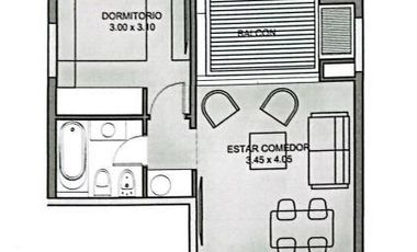 Departamento 2 ambientes en Canning Center