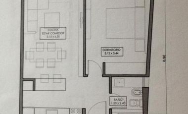 Departamento de dos ambientes  en venta  en el Centro de Tigre-
