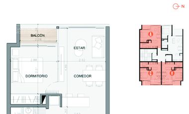 Departamento venta Santa Genoveva, 1 dormitorio, balcón y cochera opcional