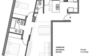 Venta departamento de 2 dormitorios, balcón con parrillero en Granadero Baigorria