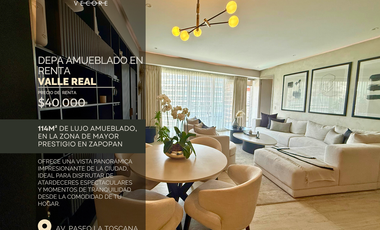 DEPARTAMENTO AMUEBLADO EN RENTA, CIMA PARK, VALLE REAL, ZAPOPAN