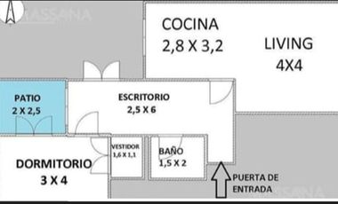 Departamento 2 ambientes con patio en Villa Crespo