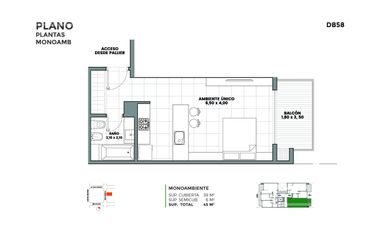 Departamento 2 ambiente en Venta Bernal Centro.