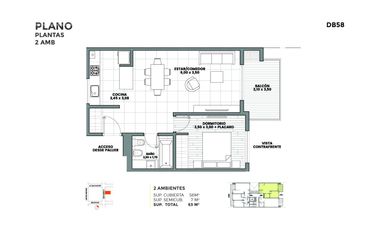 Departamento 2 ambiente en Venta Bernal Centro.