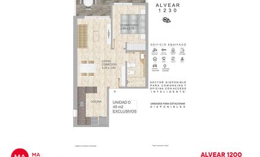 Departamento 1 dormitorio con amenities - Alvear 1200 - Rosario Parque | Venta