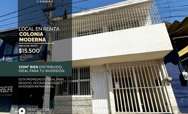 PLANTA BAJA DE PROPIEDAD EN RENTA, COL. MODERNA, GUADALAJARA