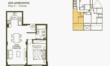 Venta, Departamento, Monoambiente, Balcón, Caseros