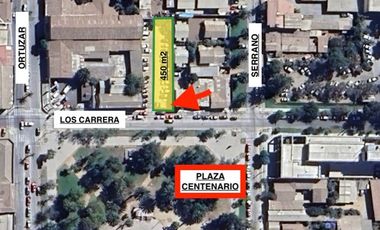 Sitio 450 m2 frente plaza Centenario, Melipilla