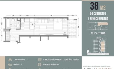 Venta - Departamento en pozo  - 2 Ambiente c/balcón - Villa Santa Rita