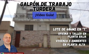 Galpón y oficina de trabajo en Turdera - 686 m2, lote en 
