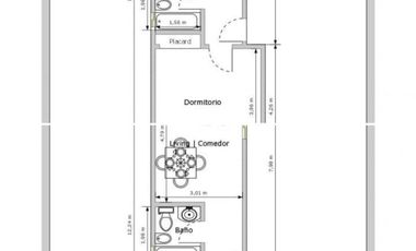Departamento 2 ambientes  reciclado en Florida