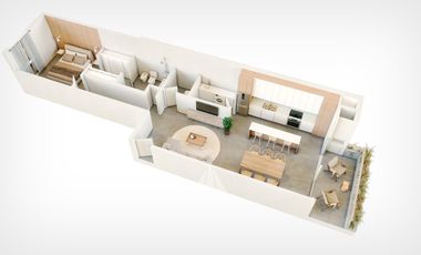 Depto 2 amb de 90m2 al frente con Balcón con parrilla - Zona Güemes Aldrey