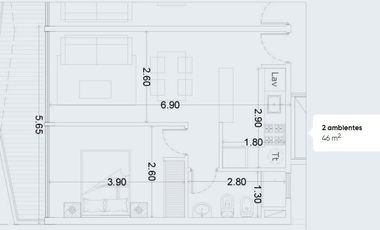 Departamento venta -1 dormitorios - 46mts 2 totales - La Plata-pozo-emprendimiento.