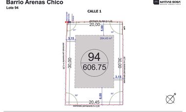 Venta - Lote 94 - OPORTUNIDAD - TOMA VEHICULO - Barrio Privado Arenas Chico