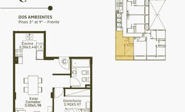 Departamento de dos ambientes en venta- Caseros