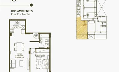 Departamento de dos ambientes en venta- Caseros