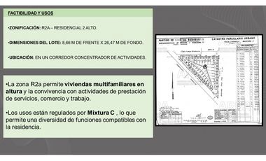 Lote para desarrollo  3 a 4 pisos + basamento RETAZADO