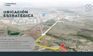 Terreno en preventa de 568 m² dentro del Parque Industrial Concordia Park a solo 900 metros dela Carr. 57 (SLP-Qro) Querétaro, Qro.