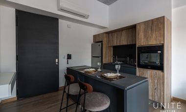 Excelente Loft amoblado con cochera en alquiler tradicional. Distrito Quartier, Retiro.