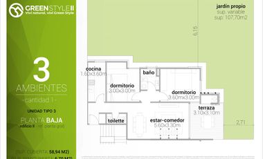 Departamento con parrilla propia y piscina en complejo cerrado