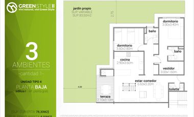 Departamento con parrilla propia y piscina en complejo cerrado