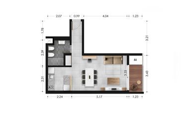 Venta departamento monoambiente en Condominios Botania Amenities seguridad y espacios verdes