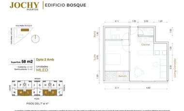 PUERTOS | JOCHY | Edificio Laguna - Departamento de 2 ambientes  en venta apto profesional