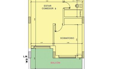 Departamento de un dormitorio con balcon