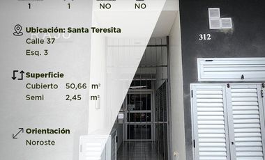 Depto. dos ambientes en 3er piso en Santa Teresita