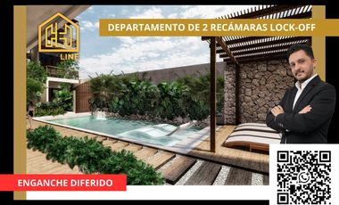 DEPARTAMENTO DE 2 RECÁMARAS LOCK-OFF. TULUM. JACUZZI, ALBERCA, YOGA, BAR, LAVANDERÍA.